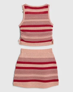 Girls Pink Stripe Starfish Top Set