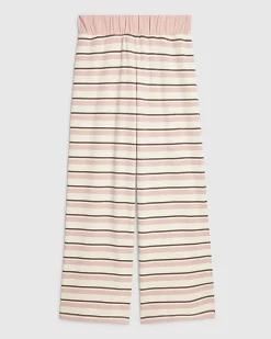 Girls Pink Striped Wide Leg Trousers