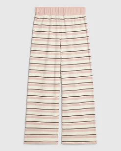 Girls Pink Striped Wide Leg Trousers