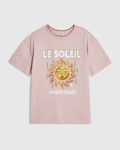 Girls Pink Sun Embellished T-Shirt