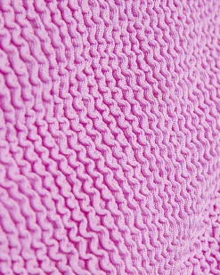 Girls Pink Textured Jacket And Bikini Set
