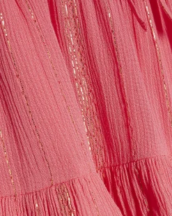 Girls Pink Tiered Shimmer Dress