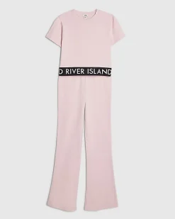 Girls Pink T-Shirt And Flared Leggings Set