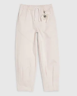 Girls Pink Twill Keyring Cargo Trousers