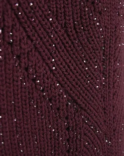Girls Purple Embellished Knitted Dress