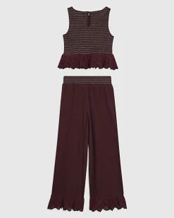 Girls Purple Peplum Top Trousers Set