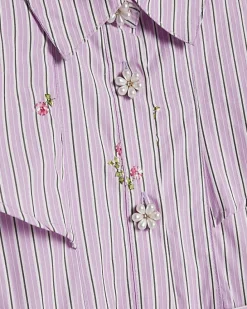 Girls Purple Stripe Shirt Dress
