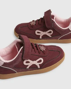 Girls Red Bow Trainers