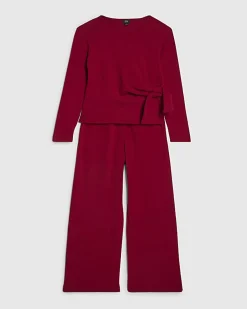Girls Red Cosy Ribbed Sweatshirt Set