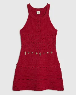 Girls Red Crochet Sea Charms Dress