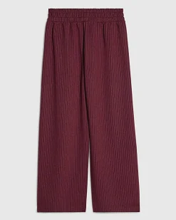 Girls Red Pinstripe Wide Leg Trousers