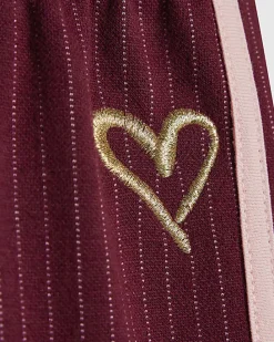 Girls Red Pinstripe Wide Leg Trousers