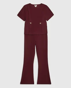 Girls Red Ponte T-Shirt Set