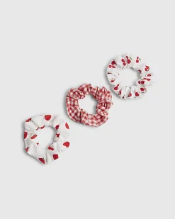 Girls Red Print Pack of 3 Scruchies