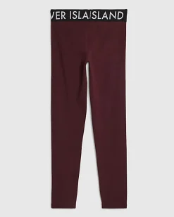 Girls Red Side Stripe Leggings