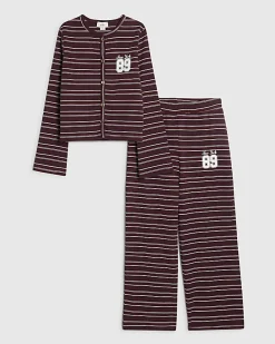 Girls Red Stripe 89 Cardigan Set