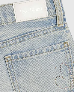 Girls Side Embellished Wide Leg Jeans