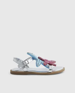 Girls Silver Starfish Sandals