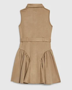 Girls Tan Faux Suede Sleeveless Prom Dress