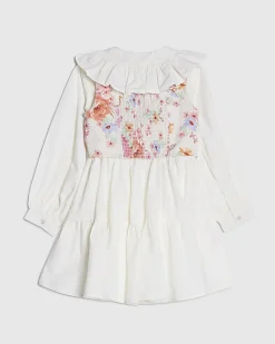 Girls White 2 In 1 Floral Dress