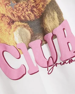 Girls White Bestie Club Monkey T-Shirt