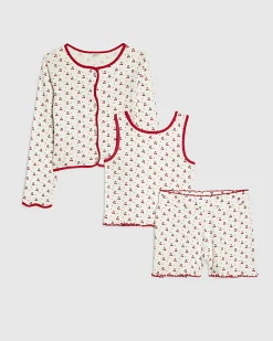 Girls White Cherry Pyjama Set