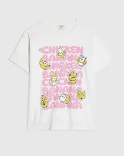 Girls White Chicken Banana T-Shirt