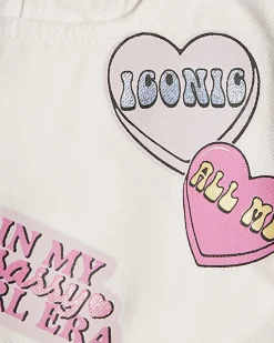 Girls White Denim Love Heart Shorts