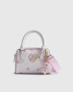 Girls White Ditsy Floral Mini Bowler Bag