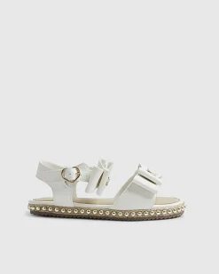 Girls White Double Bow Espadrille Sandals