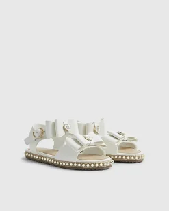 Girls White Double Bow Espadrille Sandals