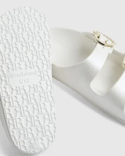 Girls White Double Strap Moulded Sandals