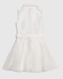 Girls White Floral Organza Prom Dress