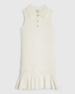 Girls White Floral Polo Dress