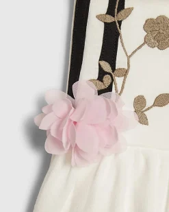 Girls White Floral Polo Skirt Set
