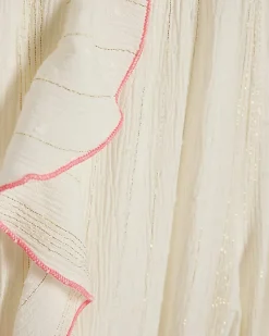 Girls White Frill Trousers Set