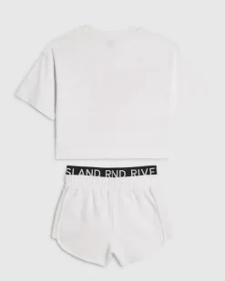 Girls White Good Vibes Smile T-Shirt Set