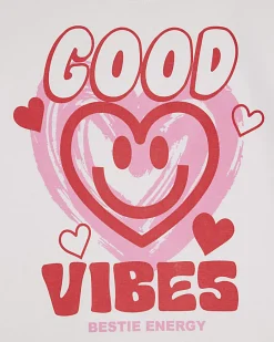 Girls White Good Vibes Smile T-Shirt Set