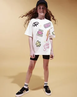 Girls White Graffiti T-Shirt And Shorts Set