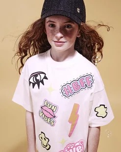 Girls White Graffiti T-Shirt And Shorts Set