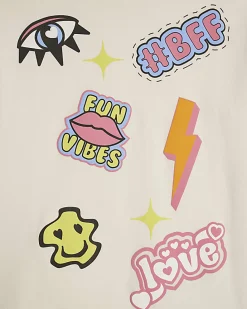 Girls White Graffiti T-Shirt And Shorts Set