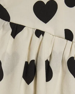 Girls White Heart Print Rara Dress