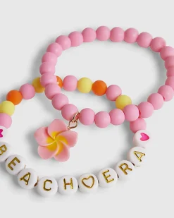 Girls White Hibiscus Bracelet Set