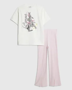 Girls White L'amour Paris T-Shirt Set