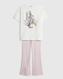 Girls White L'amour Paris T-Shirt Set