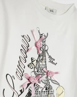 Girls White L'amour Paris T-Shirt Set