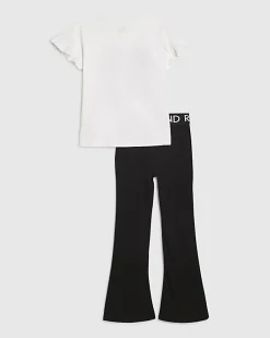 Girls White Leopard 67 T-Shirt Set