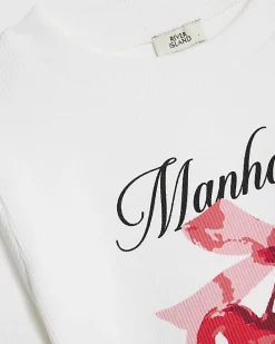 Girls White Manhattan Cherry T-Shirt Set