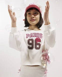 Girls White Paris 96 Sweat Skirt Set