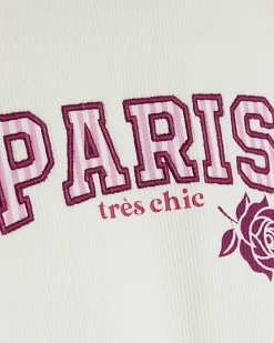 Girls White Paris Bow Dress